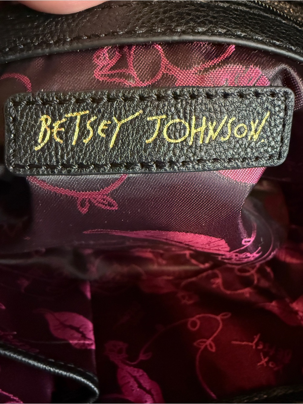 Betsey Johnson Quilted Pink Heart Tote Bag with Black and White Striped Sides - Picture 7 of 9